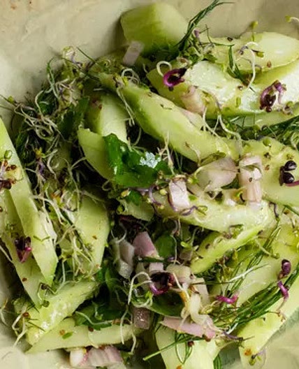 Cucumber, microgreens, wasabi