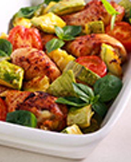 Chicken and vegetable traybake