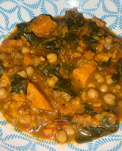 Sweet Potato, Chickpea and Spinach Curry