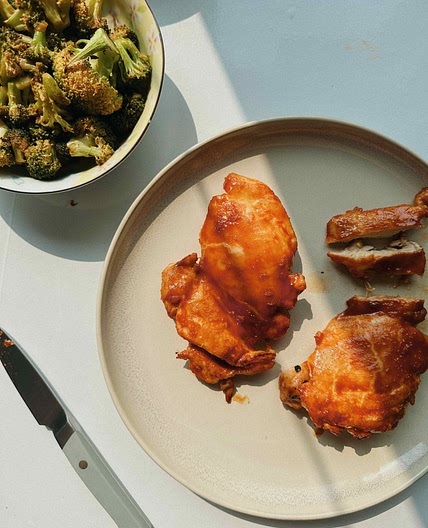 Baked Gochujang Chicken Thighs and Broccoli