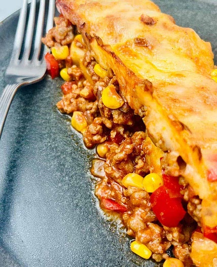 Potato Gratin With Minced Meat And Peppers