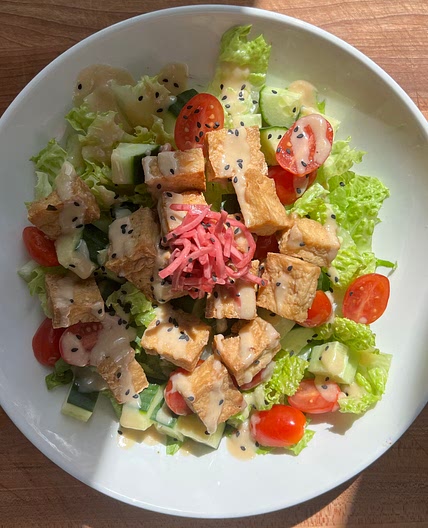 Crispy Tofu Salad with Miso Ginger Mustard Dressing — Ethan