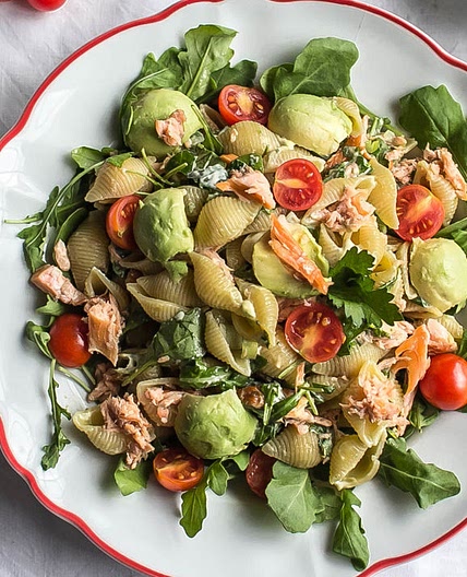 Salmon and rocket pasta salad
