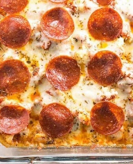 Cauliflower Pepperoni Pizza Casserole