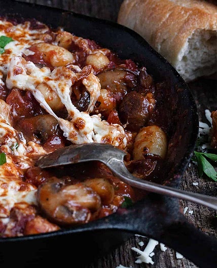 Easy Cheesy Mushroom Tomato Gnocchi