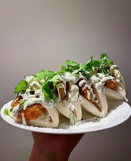 Baos med pankofriterade räkor
