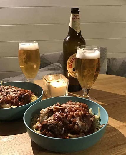 Spaghetti and homemade meatballs