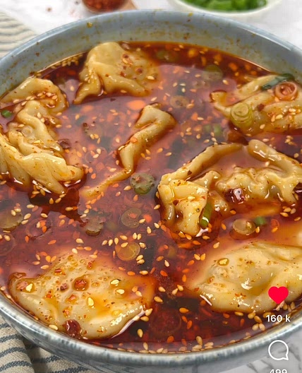 Hot and sour dumpling soup