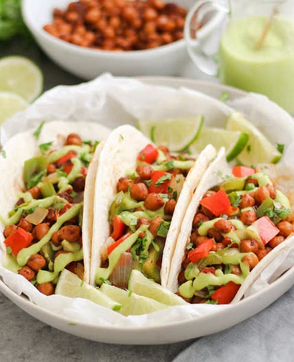 Chickpea Tacos with Avocado Cream