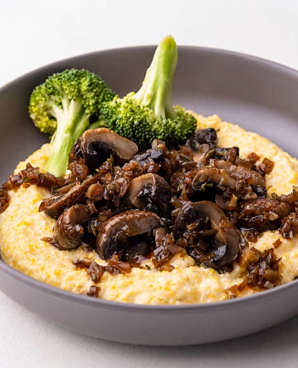 Creamy Corn Polenta with Sauteed Mushrooms