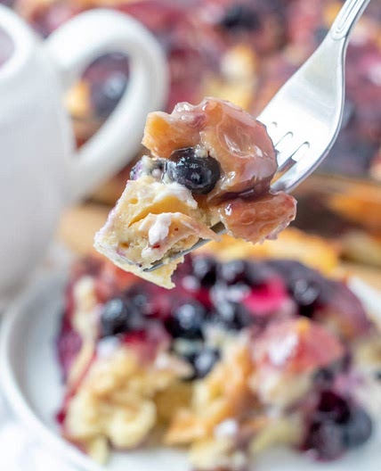 Overnight Blueberry/Strawberry French Toast Casserole (Healthier Variation)