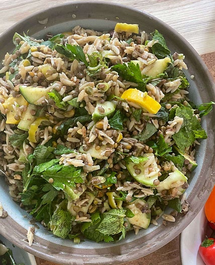 Orzo Salad With Lentils and Zucchini