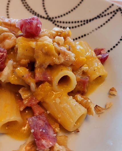 Pasta - Pumpkin, gorgonzola Italian sausage and walnuts