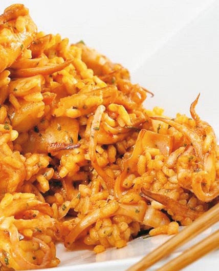 Receta de arroz con calamar y azafrán