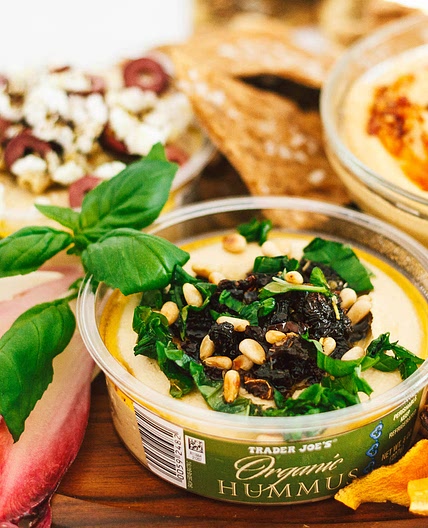 Sun-Dried Tomato, Basil, and Pine Nut Hummus Using a Store-Bought Hummus Base
