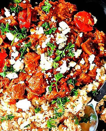 Aubergine Eggplant & Walnuts with Couscous