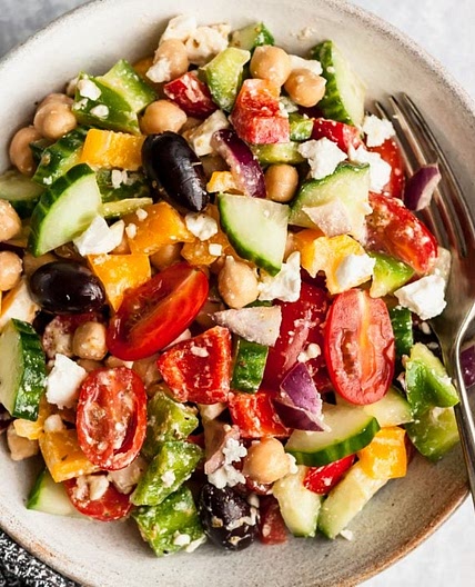 The Easiest Chickpea Greek Salad