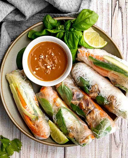 Vietnamese Rice Paper Rolls with 2 Sauces