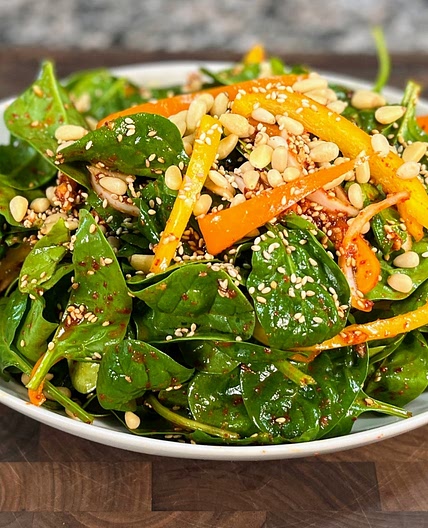 Korean Style Baby Spinach Salad