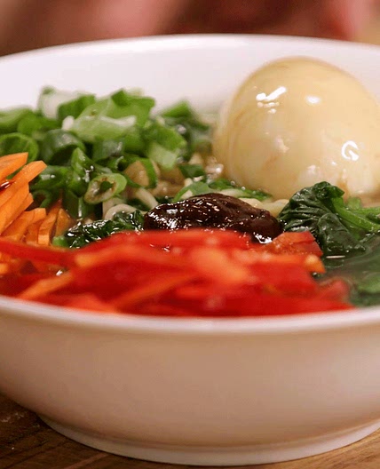 Vegetable Ramen Topped With Soft Boiled Egg