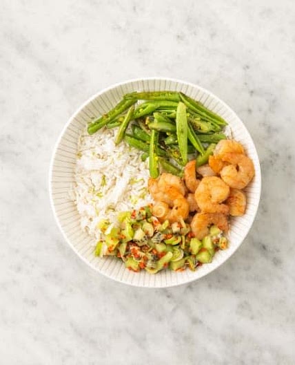 Teriyaki shrimp with mango salsa