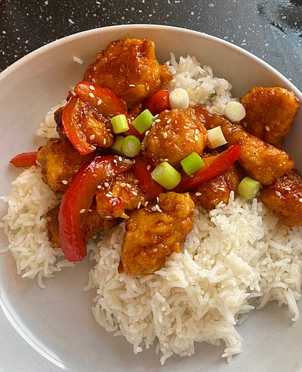 Mob sticky sesame popcorn chicken