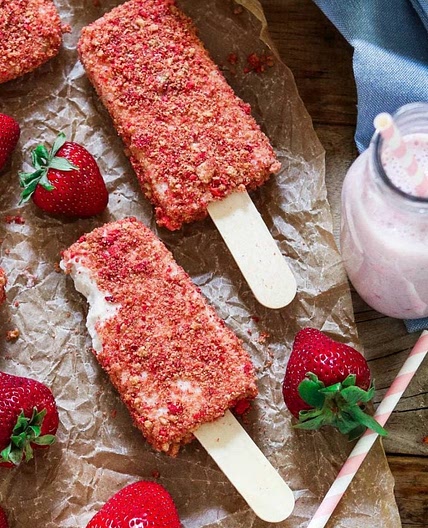Strawberry Shortcake Ice Cream Bars (Vegan + GF)