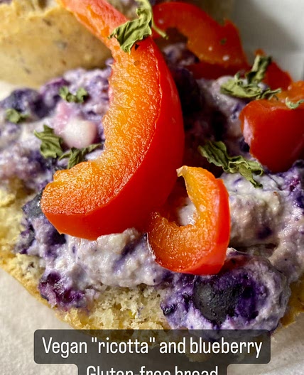 Vegan Tofu Blueberry Red Peppers Basil Sandwich