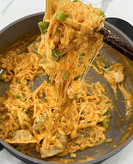 Cheesy fire noodles