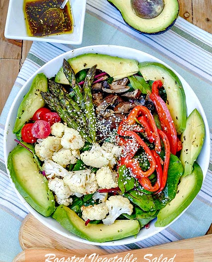 Roasted Vegetable Salad with Tamari Ginger Dressing