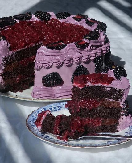 Chocolate Cake with Blackberry Compote & Chocolate Ganache