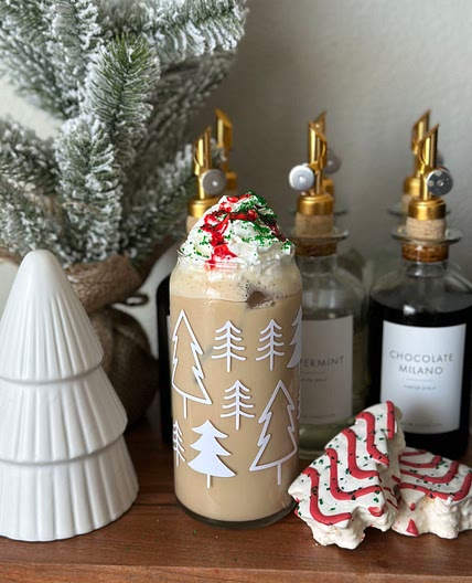 Christmas Tree Cake Iced Latte