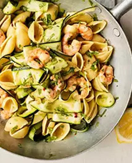 Prawn & courgette pasta with lemongrass
