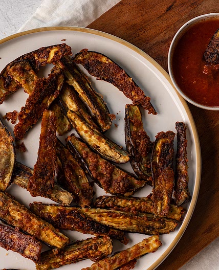 Crispy Baked Eggplant Parmesan Fries