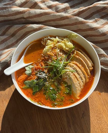 Red Curry Udon Noodle Soup with Tofu