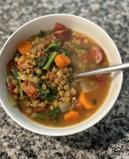 Sausage Lentil Soup AKA Hot Dog Soup