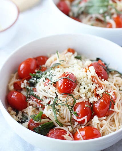 20 Minute Cherry Tomato and Basil Angel Hair Pasta