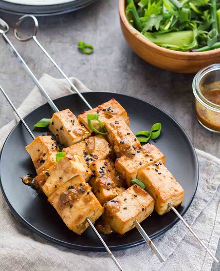 Miso chilli tofu skewers