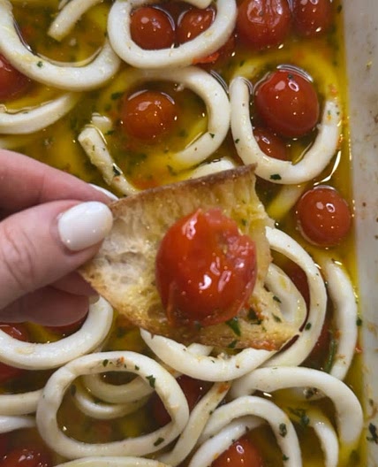 Buttered  Squid Rings with Cherry Tomatoes