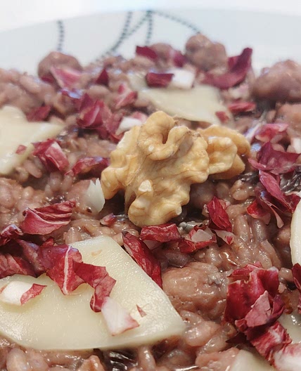 Risotto - Red wine, radicchio, italian sausage, fontina cheese, and walnuts