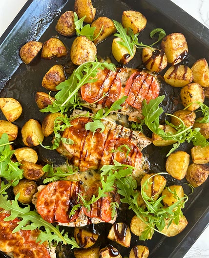 Sheet Pan Chicken Caprese Bake