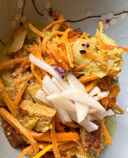 Cabbage & Tofu Skillet with Creamy Lemongrass Sauce
