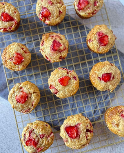 Strawberry Banana Sour Cream Muffins