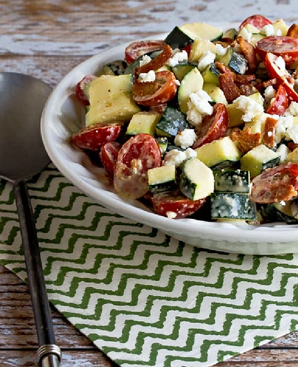 Raw Zucchini Salad with Bacon, Tomato, and Feta