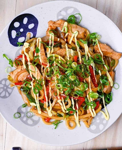 Chicken Yaki Udon (Garlic & Butter Soy Sauce Fried Noodles)