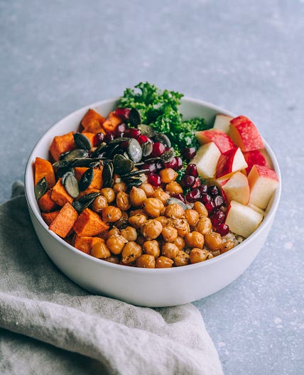 Autumn Nourish Bowls with Herb Roasted Chickpeas and Cinnamon Sweet Potatoes — My Moonstone Kitchen