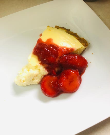 Strawberry topped cheesecake