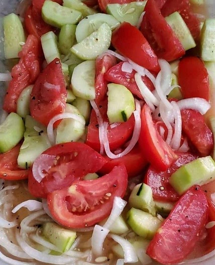 Marinated Cucumbers, Onions, and Tomatoes