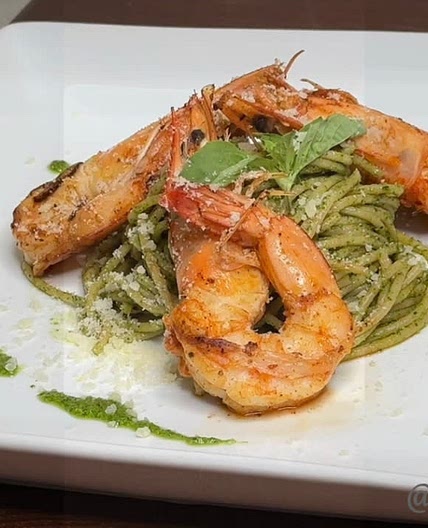 Basil Pesto Pasta with Shrimp