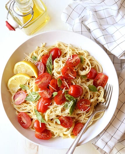 Lemon Pasta with Tomatoes and Basil